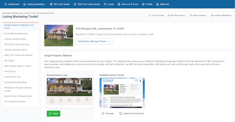 Listing Marketing Toolkit - RealBird Member Dashboard 800